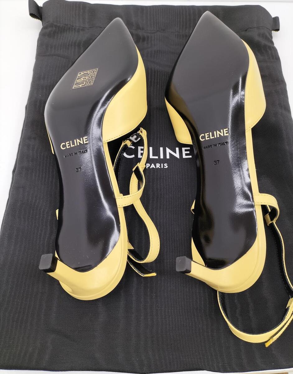 CELINE Pumps Shoes Heel Sandals Beige Pointed Toe Kitten CELINE Pumps Shoes Heel Sandals Beige Pointed Toe Kitten
