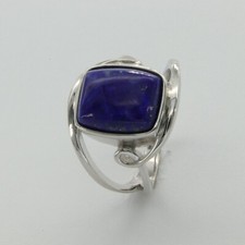 Size 8 1/2 - Size 8.5 - Square BLUE LAPIS LAZULI Ring - 925 STERLING SILVER 90
