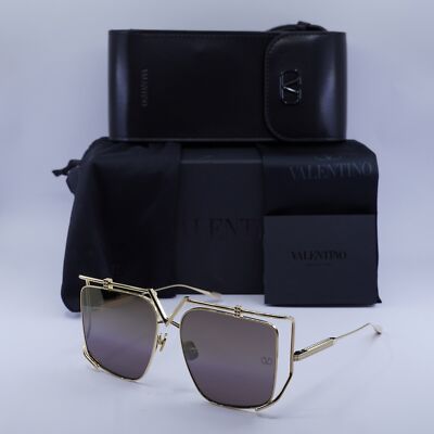 Valentino V-LIGHT VLS-116B Square Sunglasses - Light Gold/Brown V-LIGHT VLS-116B Light Gold/Dark Brown Gradient with Gold  main image 3