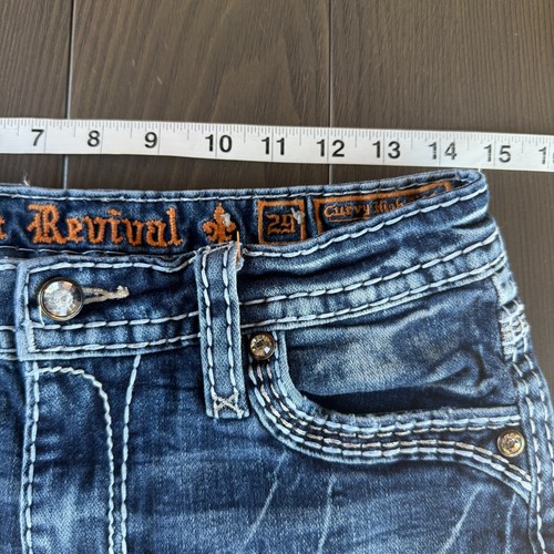 Rock Revival Jeans donna 29x32 stivaletto curvy vita alta blu denim impreziosito LEGGI - Foto 13 di 21