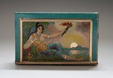 Schachtelhalter aus Blech mit tollem Motiv wohl um 1915