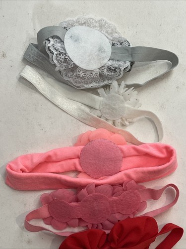 7 bow hair head bands (6-9 inches approx.) Various colors and materials. - Picture 4 of 5