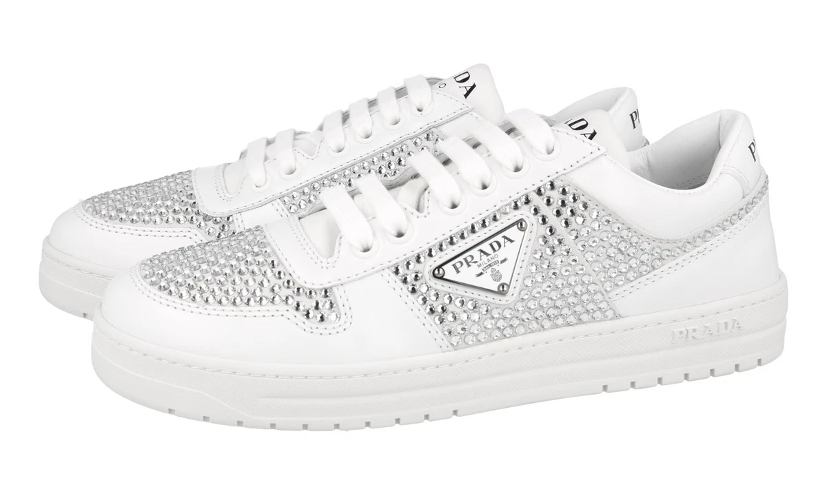 PRADA Leder Downtown Sneaker - 1E348N - Weiss - NEU