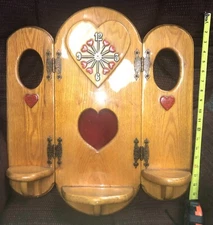 SOLID OAK WALL CLOCK W/FOLDING ENDS HANDCRAFTED 23 X 20