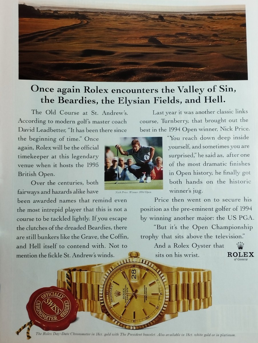 Goglobal Too Late Orologio ROLEX Vintage Watches Print Ad !!! GOLD IIi