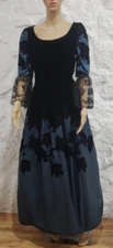 Victor Costa Vintage Designer 80s Velvet Floral Lace Dress Made in USA Sz 4