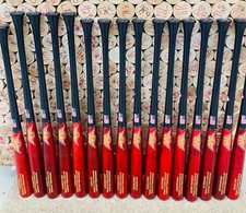 12 CUSTOM DECORATED MAPLE TROPHY BATS in your colors & engraved BARREL MESSAGE