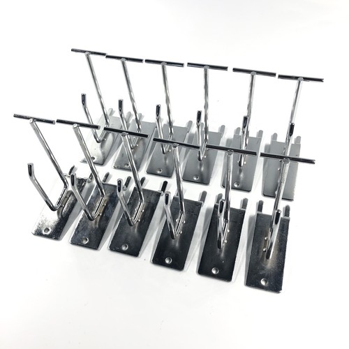 Store display 12 slat wall board Chrome hooks with price tag plate 3” long - Picture 2 of 8