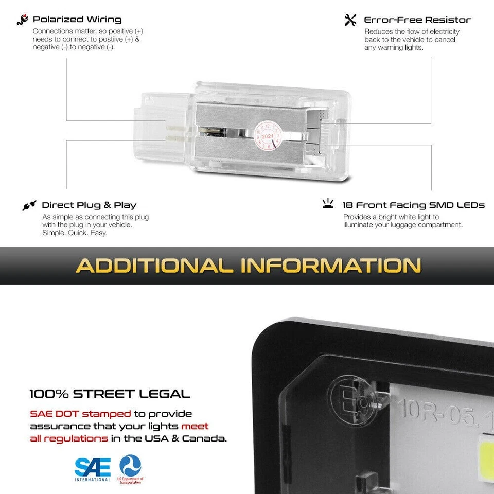 Juego de montaje de luces LED para maletero de equipaje para Bolt Spark Sonic Malibu Acadia Cruze Foto 4 de 4