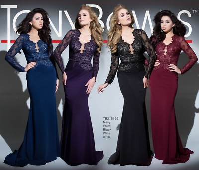 tony bowls long sleeve black dress TONY BOWLS TBE11563 Gemini Bridal