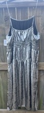 New Old Navy XXL Silver Metallic Cami Midi Dress. Waist defined Machine Washable