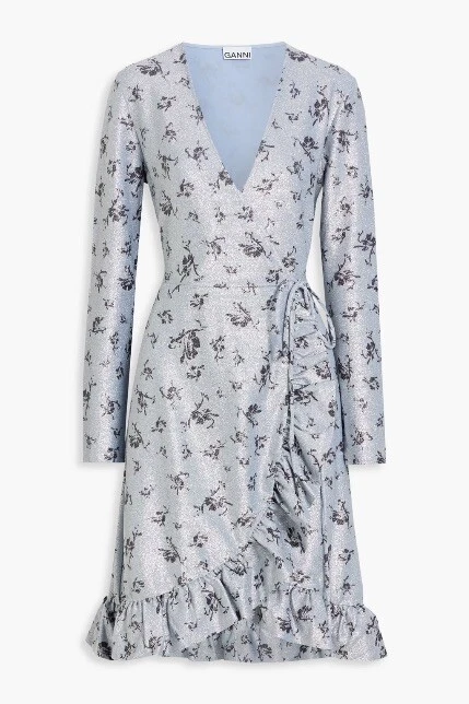 Ganni tilden mesh wrap outlet dress