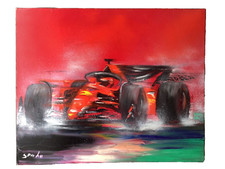 Victor SPAHN French Contemporary Formula 1 Race Ferrari Rain F1 Race Oil Canvas