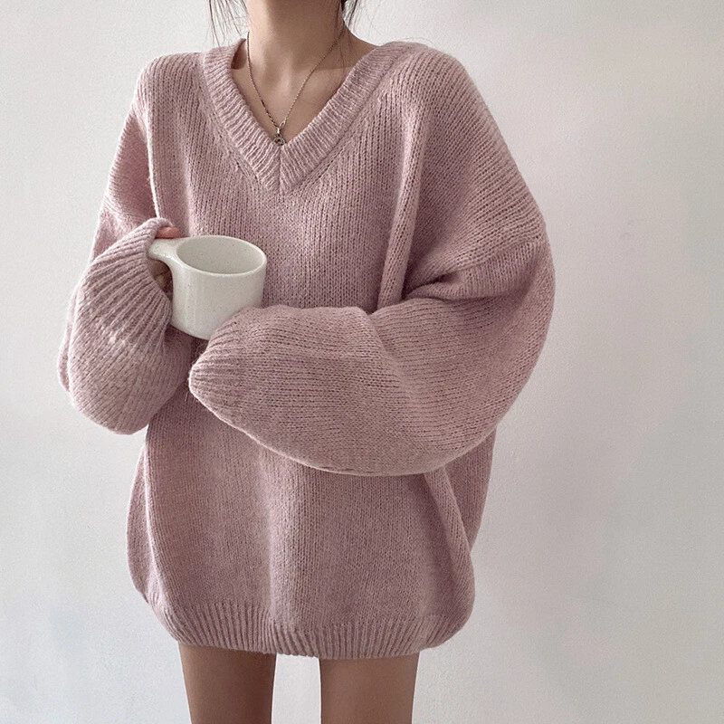 Baggy v neck best sale sweater