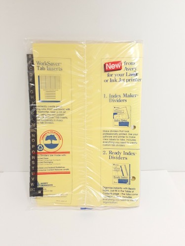AVERY ALPHABETIZE GOLD LINE PREPRINTED A-Z DIVIDERS NEW - Picture 2 of 3