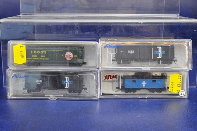 Athearn/Bluford Shops/Modell Power Spur N Schwader von 3 40 Fuß Milchwagen mit NE-6 Fahrerhaus