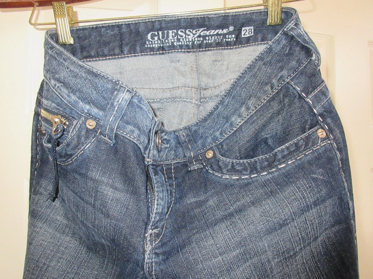 Guess Jeans Ladies Jeans Size 28 Vintage Blue Color Zippers