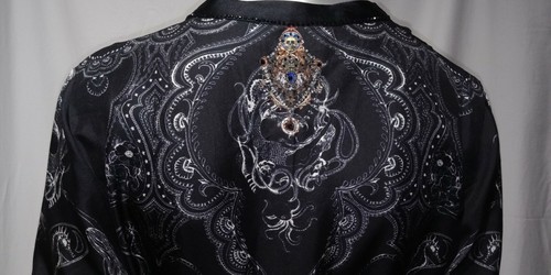Camilla Kaftan Sz M / 12 MIDNIGHT PEARL Mid Length Silk Shirt Dress NWT $699 - Picture 8 of 13
