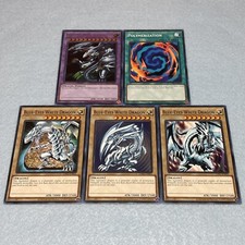 Yugioh 3x Blue Eyes White Dragon + Blue Eyes Ultimate + Juego de cartas de polimerización