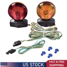 12V Magnetic Towing Tow Light Trailer RV Tow Dolly Tail Towed Amber/Red Lamp New