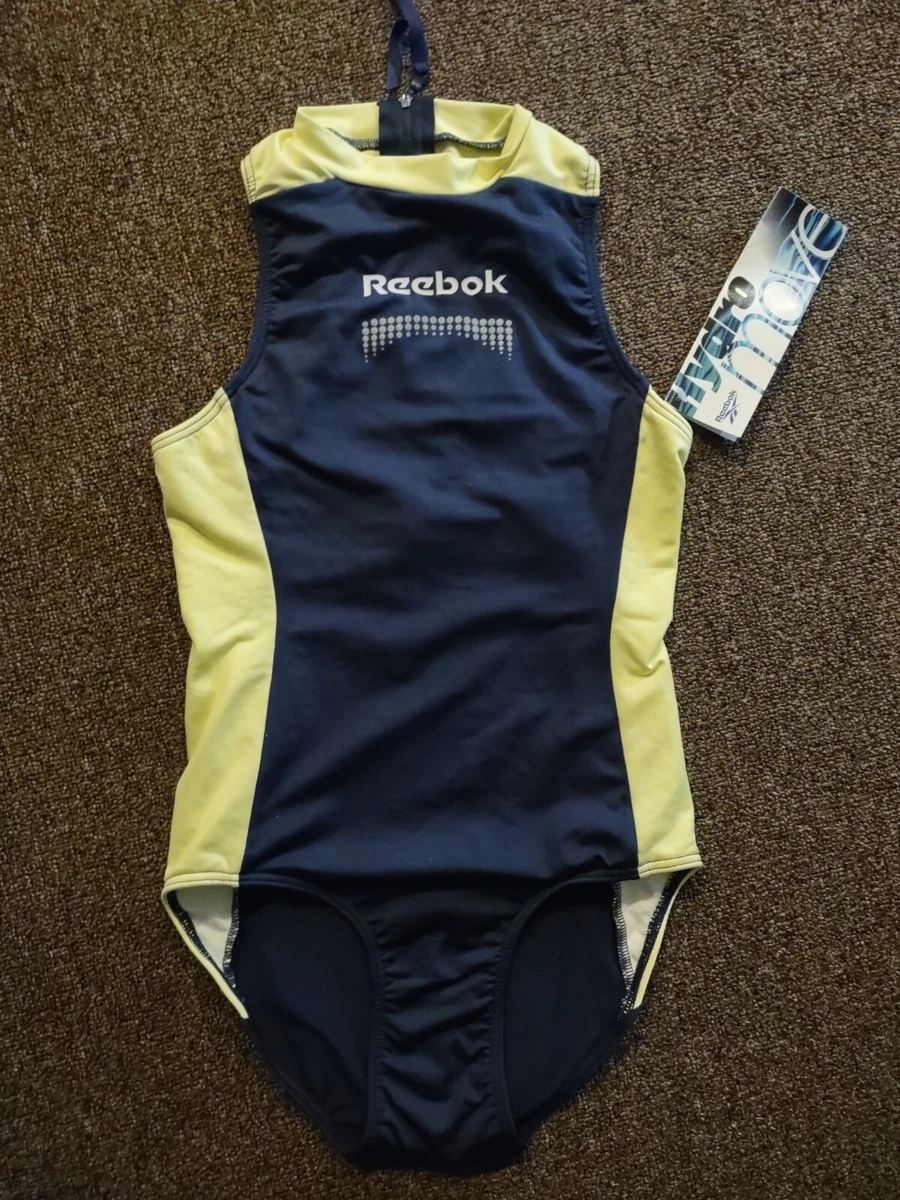 Reebok 1996 Hydromove Hydrasuit Swimsuit Rare Navy Yellow Zipper