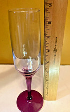 Flauta de cristal de San Valentín de champán Libbey Domain amatista púrpura vástago de tulipán 9" H
