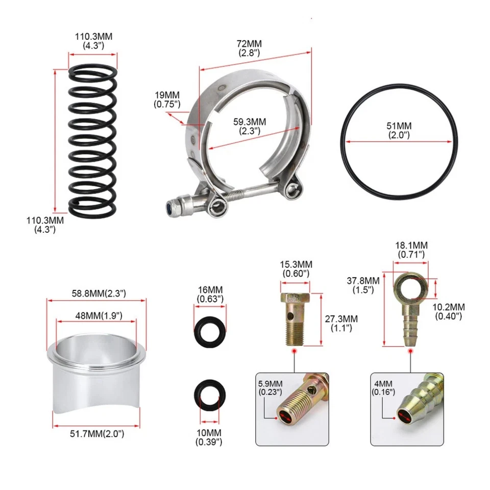 Black Universal 50mm BOV Blow Off Valve Q Typer For Tial V-Band Flange NEW Foto 2 de 4