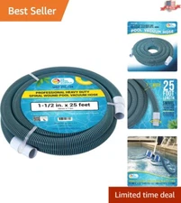 Professional-Grade Vibrant Pool Vacuum Hose - Kink-Free Swivel Cuff - 25ft