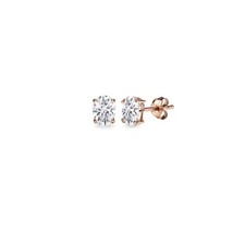 AAA Cubic Zirconia 5x3mm Oval-Cut Rose Gold Plated Sterling Silver Stud Earrings