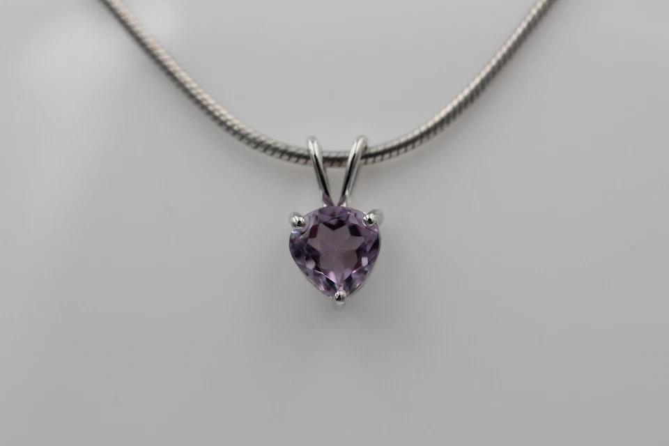1,2 Carati Ciondolo Ametista 925 Argento Collier Catena Gioiello Violetto Pietra - Immagine 3 di 4