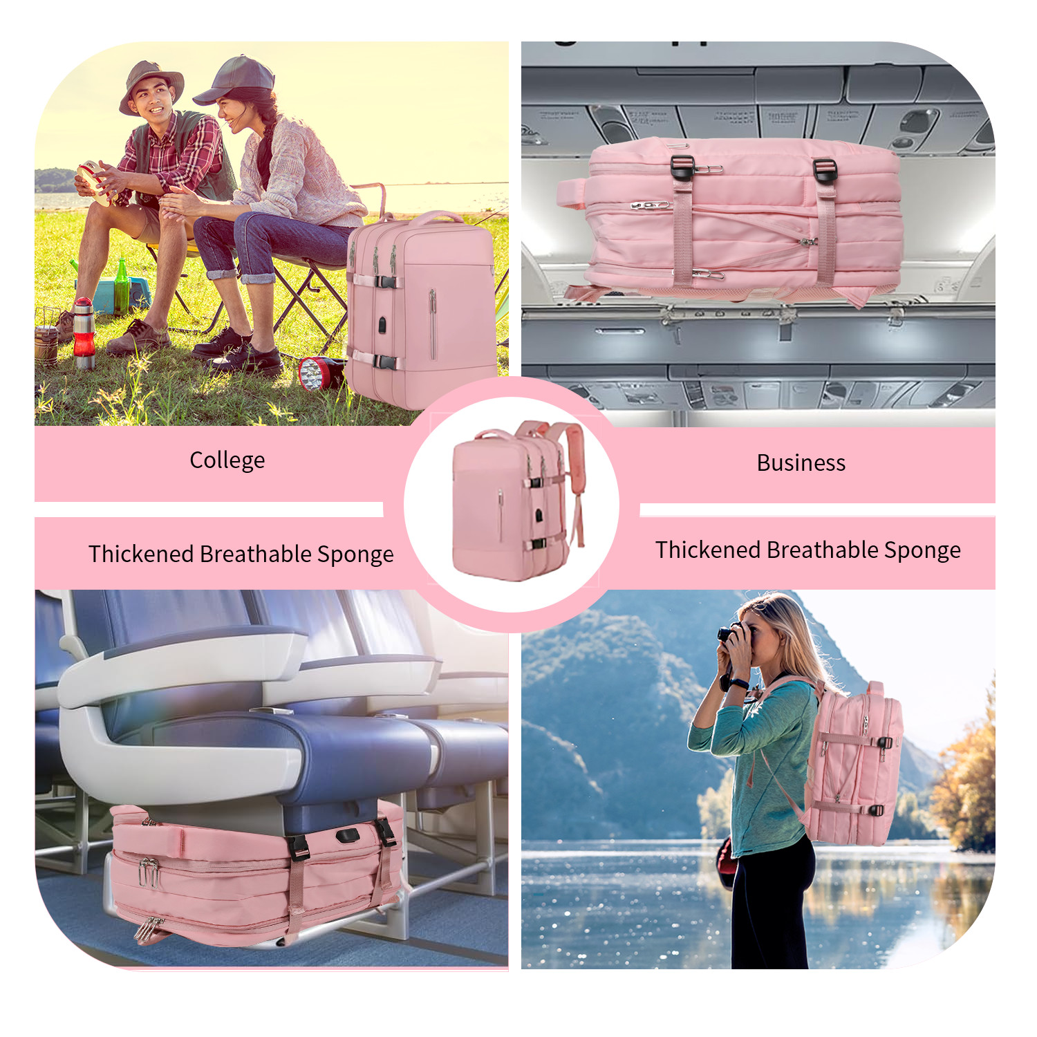 Cabin Travel Backpack With Usb Charging Port 40L Waterproof Laptop Bag For Women