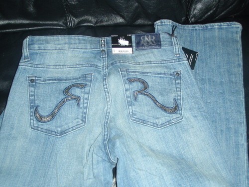 Pantalones de mezclilla Rock & Republic talla 8 Queen B Kasandra tachuelas corte bota al por menor $98 TOTALMENTE NUEVOS - Imagen 2 de 3