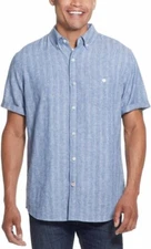 NWT Weatherproof Vintage Men's Short Sleeve Woven Shirt Blue Size L