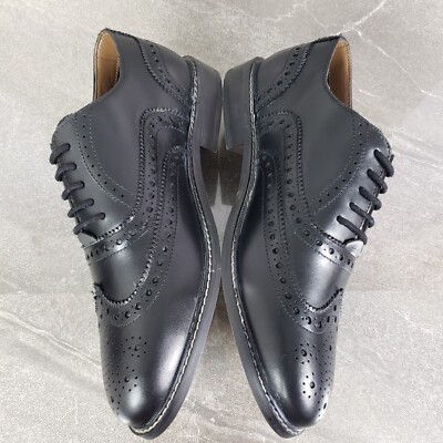 Thomas Vine Shoes Mens 8 Black Leather Franklin Wingtip  display picture 1