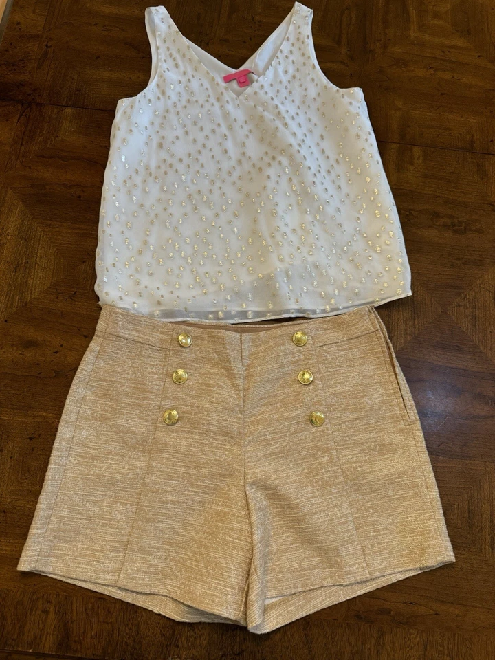 Pantalones Cortos Lilly Pulitzer Nuevo Con Etiquetas Marshella Rattan Resort Boucle $128 Talla 12 Foto 2 de 4