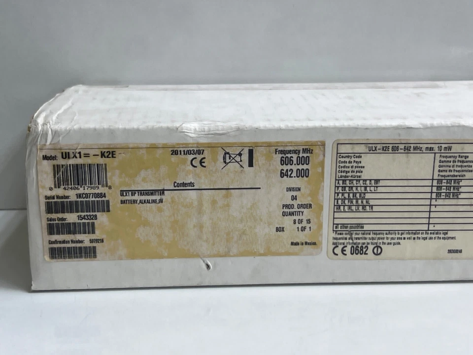 Shure Microphone Transmitter ULX1-K2E 606-642MHZ Bodypack Transmitter - Image 2 of 4