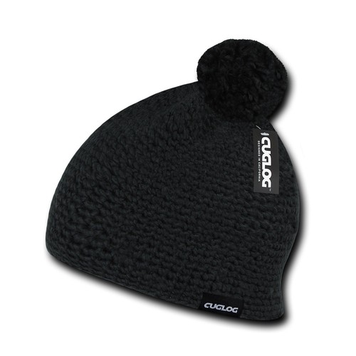 Sombreros con puños de invierno Cuglog Tai Beanies estilo pom pom grande estrechamente tejidos - Imagen 4 de 7