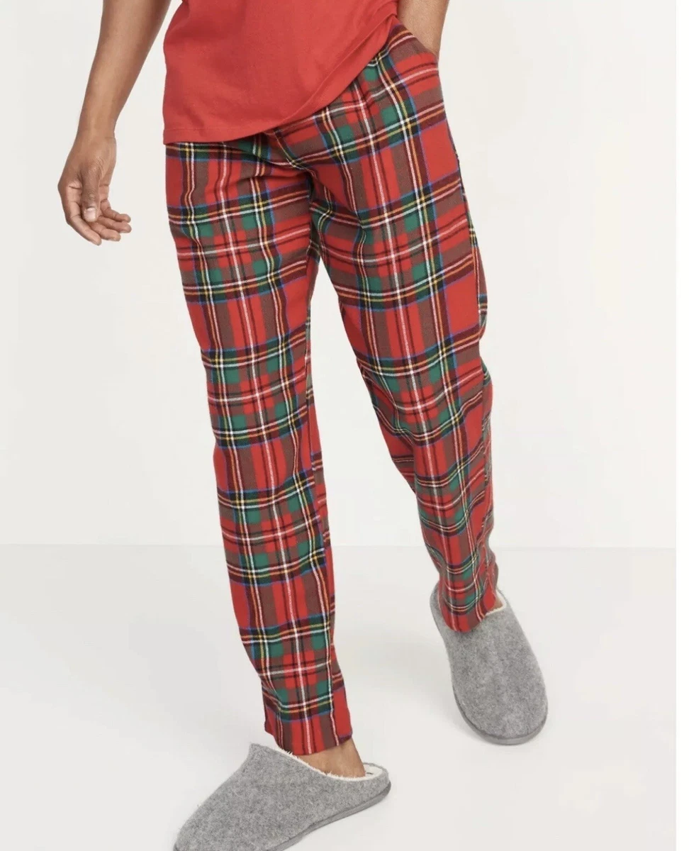 Preowned Men's Old Navy Flannel Pajama Pants, Red/Green Tartan, Size Small