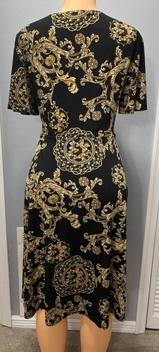 Donna Morgan Black & Gold Short Sleeve Dress Women’s Size 6 - Picture 3 of 5