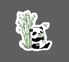 Panda Sticker Bamboo Breakfast Waterproof Animal Wildlife Food Gift NEW
