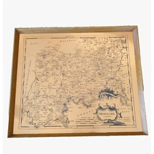 Robert Morden Map Etchmaster Copper Etching Middlesex 14x12 inch Wood Framed VTG