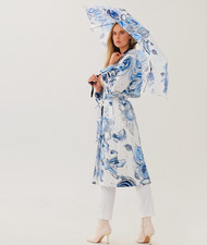 -55% outdoor rain coat trench coat by Dolcezza S = 38 art print white blue