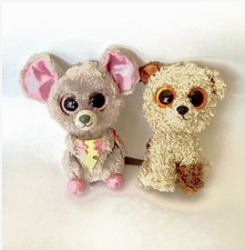Ty Beanie Baby Set of 2 Squeaker the Mouse & Rootbeer the Dog. Used 