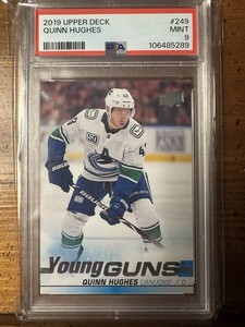 2019-20 UPPER DECK SERIES 1 YOUNG GUNS #249 QUINN HUGHES CANUCKS ROOKIE! PSA 9!