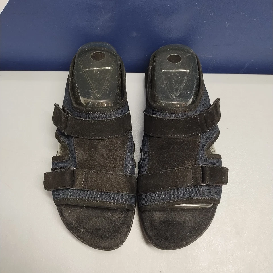 Sandalias Aerosoles Wip Tide Slide para mujer EE. UU. 7,5 M cuero negro cómodas sin cordones Foto 2 de 4