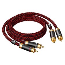 RCA Male to RCA Male Stereo Audio Cable Gold Plated, 2.5ft