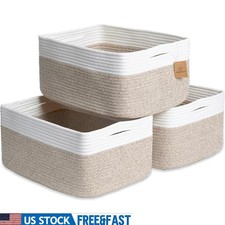 Sturdy Cotton Storage Basket W/ Reinforced Handles Toys Books Baby Items New
