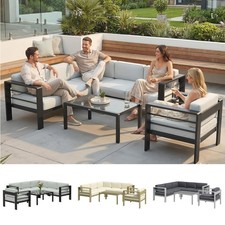 Image of 5-Piece Garden Sofa Set with Cushions, Aluminium Garden Furniture Sets