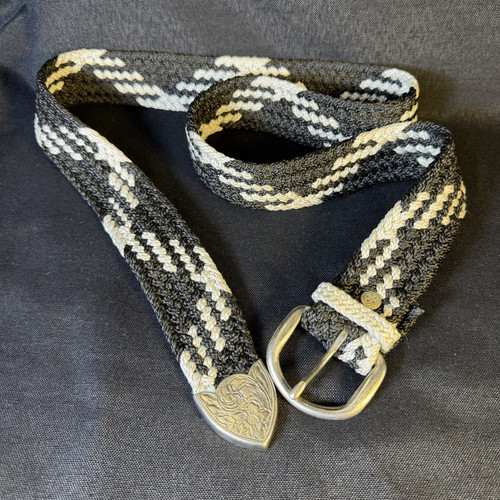Nocona Black/White Braided Woven Belt Adjustable Silver-Tone Buckle