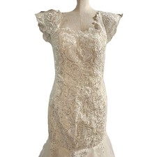 Wedding Dress Size 2 Unbranded Sequined Ivory Off White Adjustable Lace Up NWT